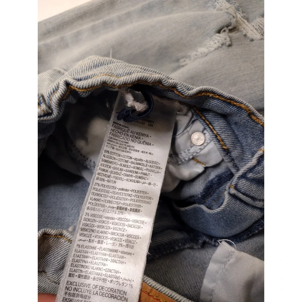 Levis Girls Wide Leg Jeans Light Wash Distressed Raw Hem Size 14